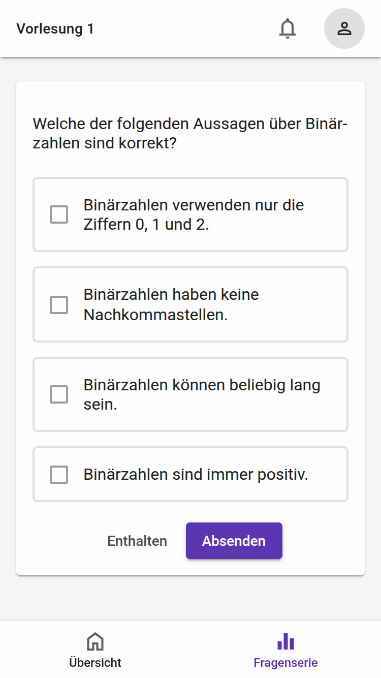 Multiple-Choice-Frage aus Sicht der Teilnehmenden